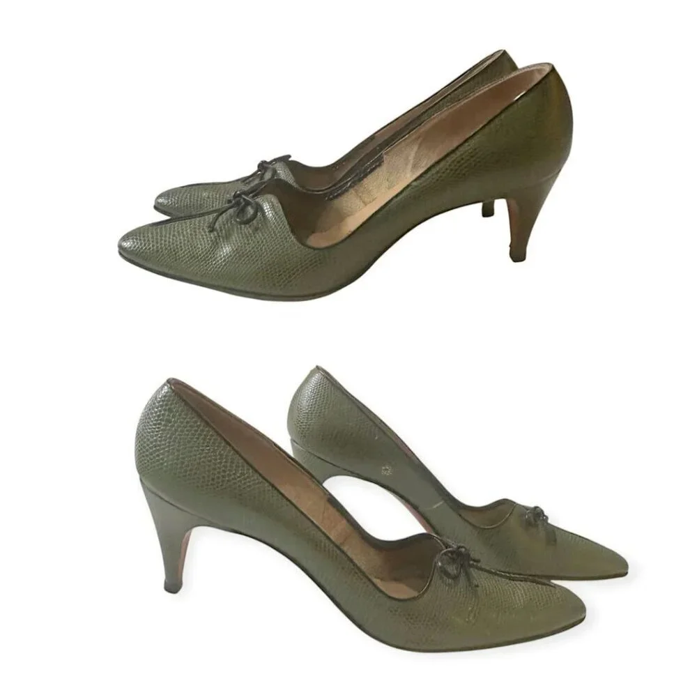 Vintage DeLiso Debs by Palter‎ DeLiso Green Pumps, Size 7 AAA